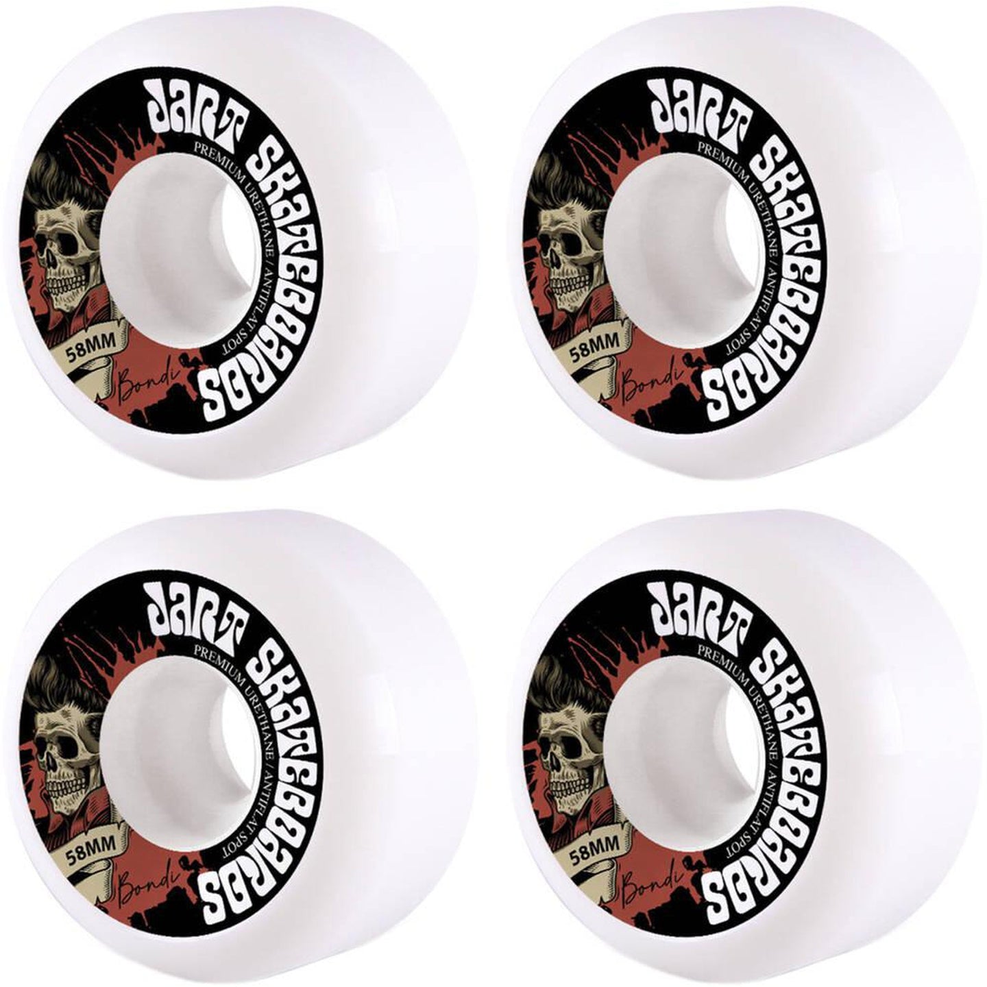 Jart Bondi 83B Skateboard Hjul 4-Pak - Hvid/Sort/Rød-ScootWorld.dk