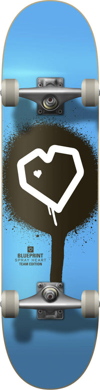 Blueprint Spray Heart V2 Komplet Skateboard - Blue/Black/White-ScootWorld.dk