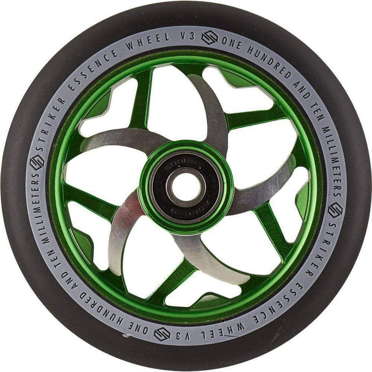 Striker Essence V3 Sort PU 110mm Hjul Til Løbehjul - Green-ScootWorld.dk
