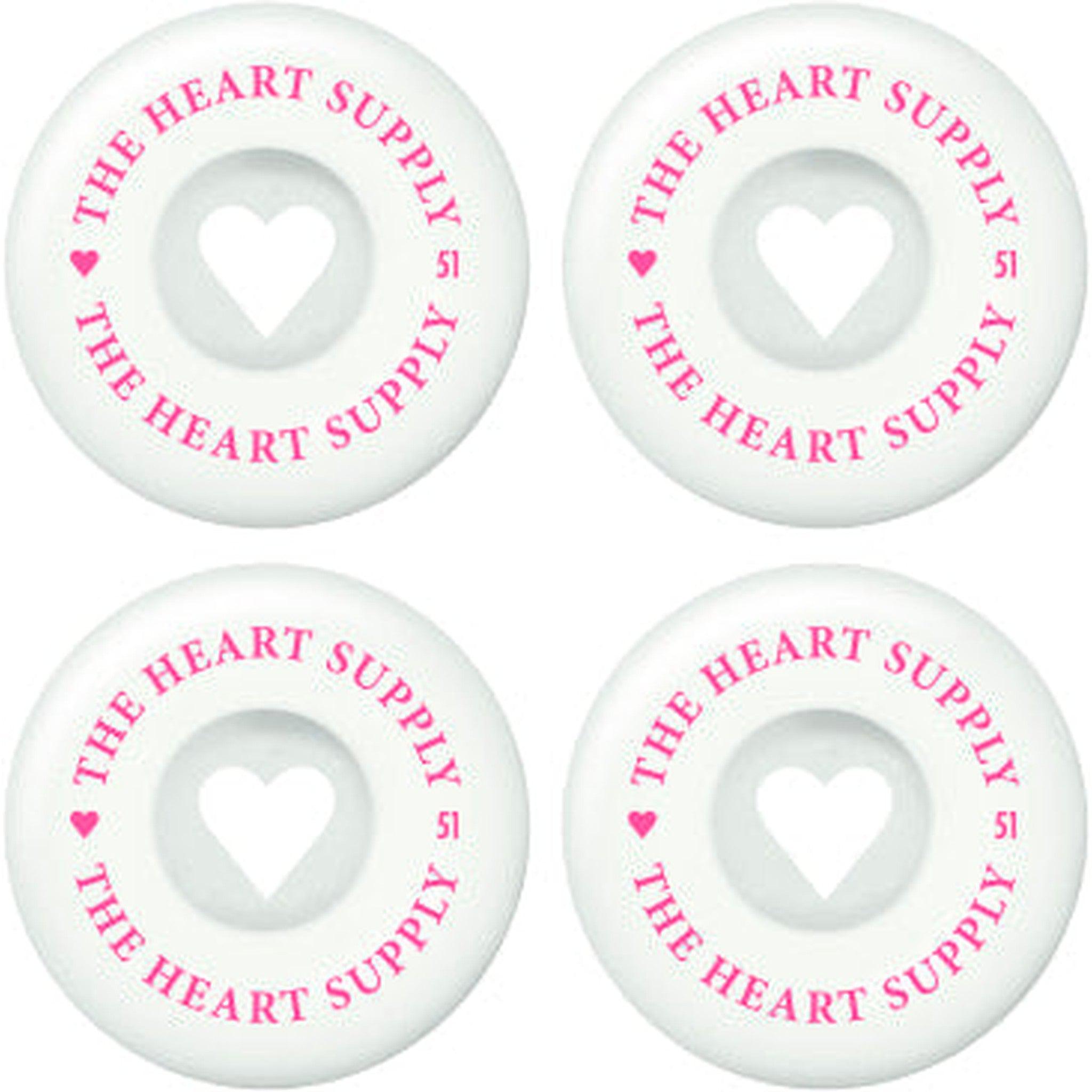 Heart Supply Clean Heart 99A Skateboard Hjul 4-Pak - White/Pink-ScootWorld.dk